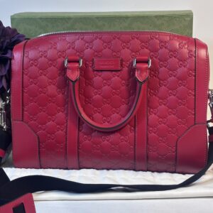 Gucci Guccissima Red Briefcase