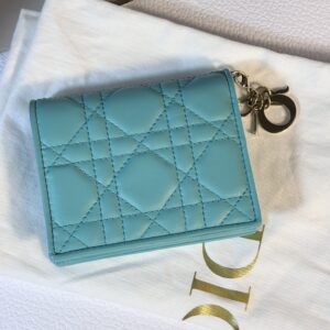 Dior Mini Lady Dior Gardenia wallet in Cobalt Green