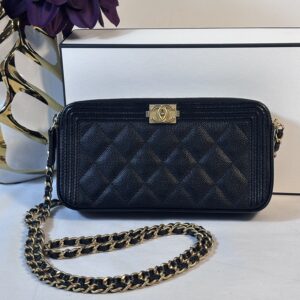 Chanel Boy Double Zip Black Caviar