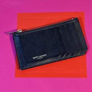 YSL Zip Card Case Black