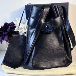Louis Vuitton Epi Noir Sac D’Epaule Gm Bucket Bag W/ Pouch