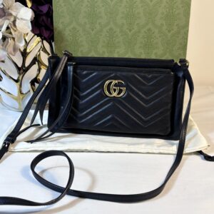 Gucci Marmont Double Zip Black Crossbody