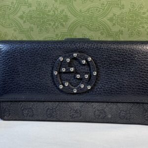 Gucci Black Studded Long Bifold Wallet