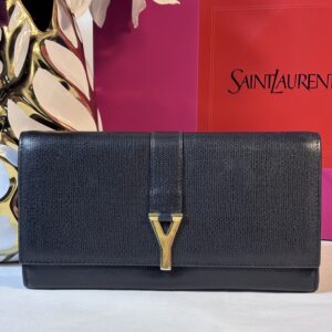 YSL Black Cabas Long Wallet