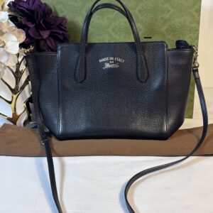 Gucci Swing Black Leather Tote Crossbody