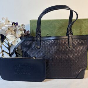 Gucci Guccissima Black Tote with Pochette