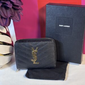YSL Cassandra Black Compact Wallet