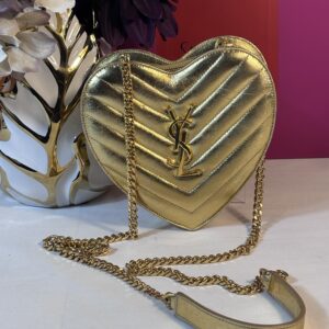 YSL Quilted Gold Heart Crossbody