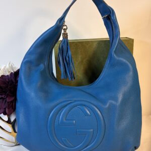 Gucci Soho Large Leather Hobo Blue