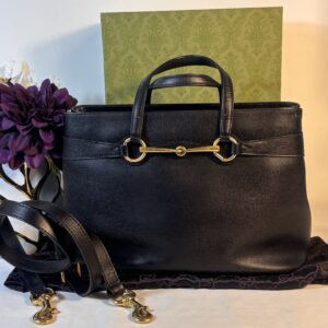 Gucci Black Horsebit 2 Way Tote