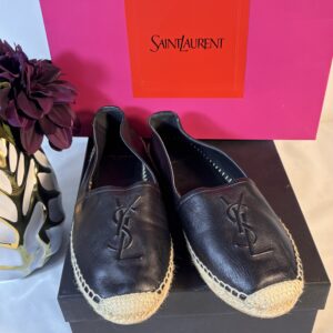 YSL Black Leather Espadrilles